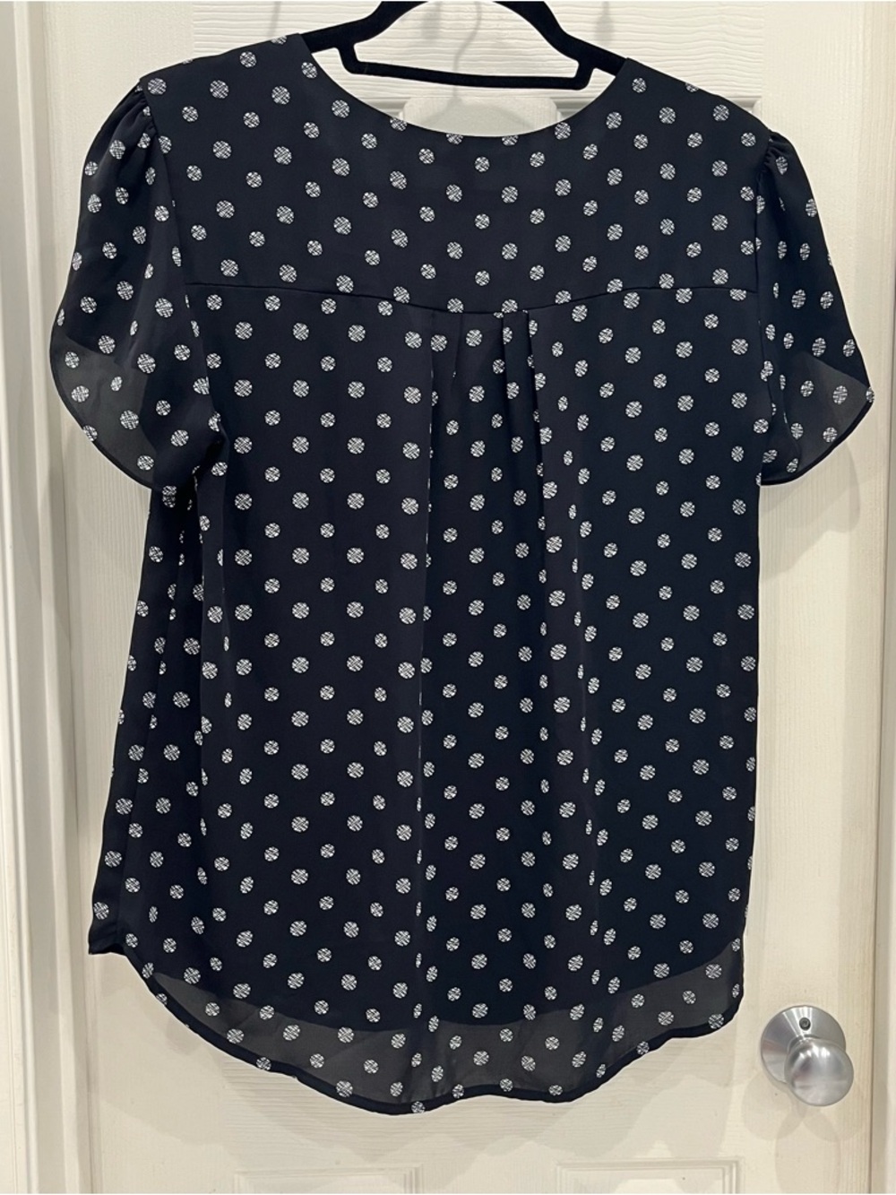 41 Hawthorn Black Blouse with White Dot Pattern // L - Picture 3 of 3